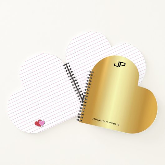 Trendy Modern Monogram Elegant Gold Sjabloon Notitieboek (Binnen)