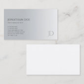 Trendy Modern Monogram Elegant Silver Sjabloon Visitekaartje (Voorkant / Achterkant)