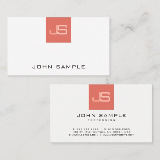 Trendy Modern Monogram Elegant Sjabloon Visitekaartje (Voorkant / Achterkant)