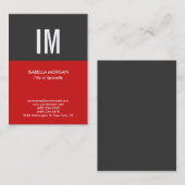 Trendy Modern Monogram Gray Red Visitekaartje (Voorkant / Achterkant)