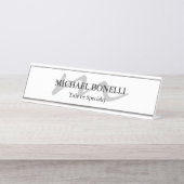 Trendy modern monogram initiaal professional bureau naambordje (Voorkant)