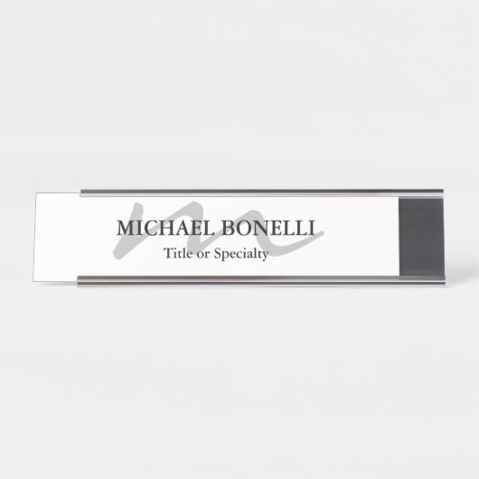 Trendy modern monogram initiaal professional bureau naambordje (Voorkant)