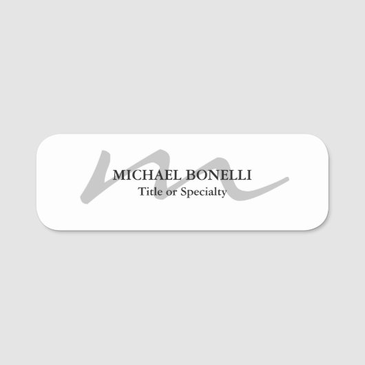 Trendy modern monogram initiaal professional naamplaatje (Voorkant)
