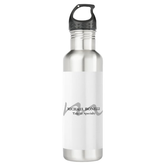 Trendy modern monogram initiaal professional waterfles  (Voorkant)