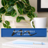 Trendy modern monogram initiaal professioneel blau naambordje