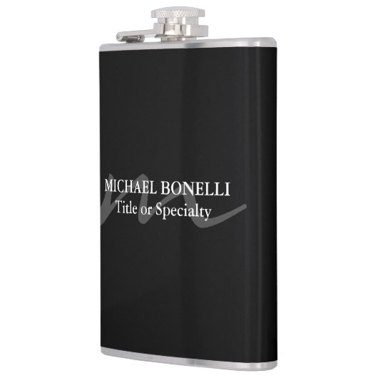 Trendy modern monogram initiaal professioneel zwar heupfles (Links)