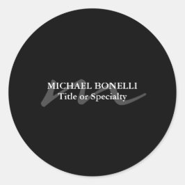 Trendy modern monogram initiaal professioneel zwar ronde sticker