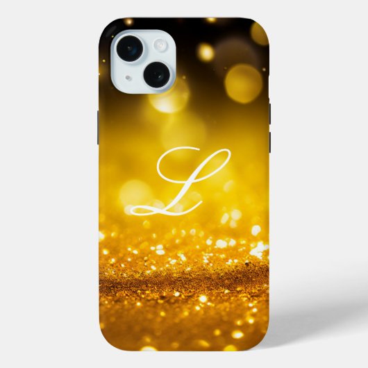 Trendy Modern Monogram Initialen Gele Glitter Case-Mate iPhone Case (Achterkant)