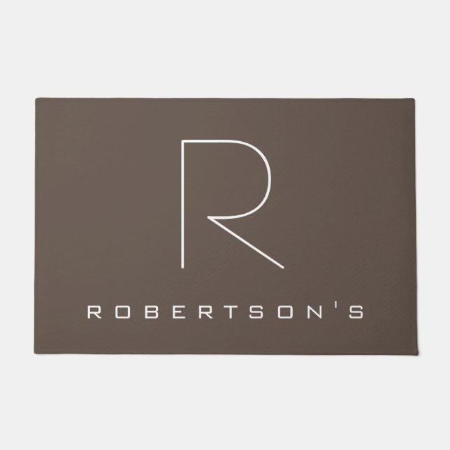 Trendy Modern Monogram Minimalist Familienaam Deurmat (Voorkant)