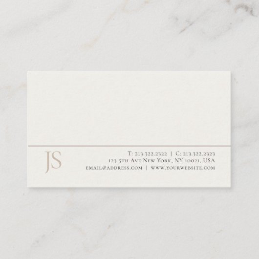 Trendy Modern Monogram Minimalist Luxury Design Visitekaartje (Achterkant)