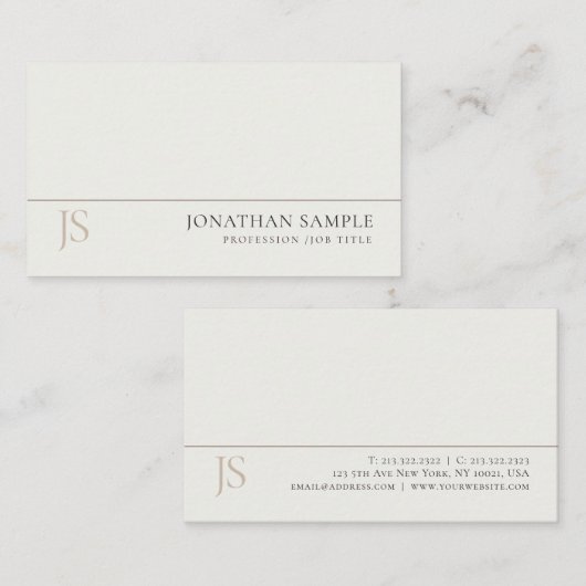 Trendy Modern Monogram Minimalist Luxury Design Visitekaartje (Voorkant / Achterkant)