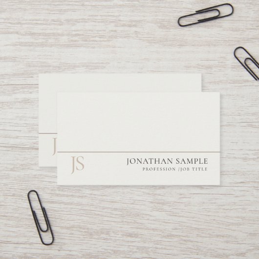 Trendy Modern Monogram Minimalistisch Luxe Design Visitekaartje (Voorkant / Achterkant in situ)