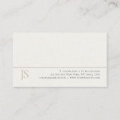 Trendy Modern Monogram Minimalistisch Luxe Design Visitekaartje (Achterkant)