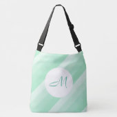 Trendy Modern Monogram Mint Green Striped Crossbody Tas (Voorkant)