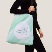 Trendy Modern Monogram Mint Green Striped Crossbody Tas (Dichtbij)