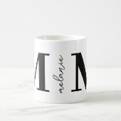 Trendy Modern Monogram Naam Black White Coffee Mok (Center)