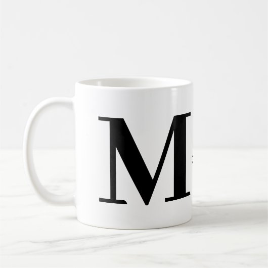 Trendy Modern Monogram Naam Black White Coffee Mok (Links)