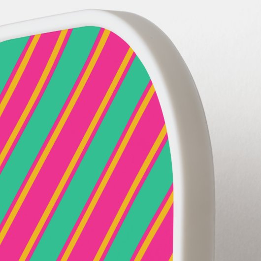 Trendy Modern Monogram Name Striped Pickleball Paddle (Links Detail)