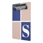 Trendy Modern Monogram Navy Blauwe Blush Roze Mini Klembord (Angled2)