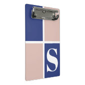 Trendy Modern Monogram Navy Blauwe Blush Roze Mini Klembord (Schuin)