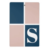 Trendy Modern Monogram Navy Blauwe Blush Roze Mini Klembord (Achterkant)