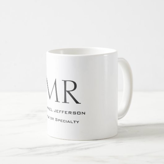 Trendy Modern Monogram Plain Minimalist Koffiemok (Voorkant rechts)