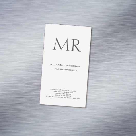 Trendy Modern Monogram Plain Minimalist Magnetisch Visitekaartje (Voorbeeld)