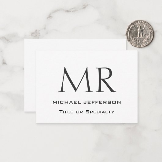 Trendy Modern Monogram Plain Minimalist Notitiekaartje (Voorkant / Achterkant in situ)