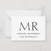 Trendy Modern Monogram Plain Minimalist Notitiekaartje (Voorkant)
