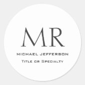 Trendy Modern Monogram Plain Minimalist Ronde Sticker (Voorkant)