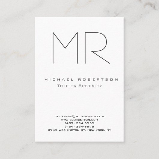 Trendy Modern Monogram Plain Minimalist Visitekaartje (Voorkant)