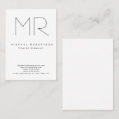 Trendy Modern Monogram Plain Minimalist Visitekaartje (Voorkant / Achterkant)