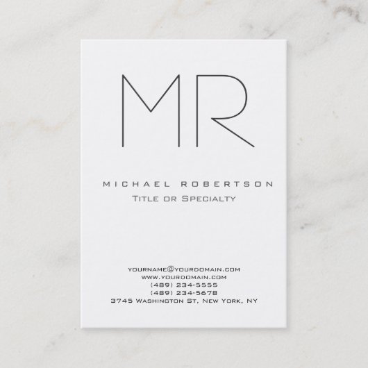 Trendy Modern Monogram Plain Minimalist Visitekaartje (Voorkant)