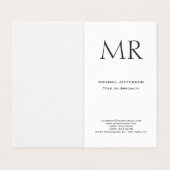 Trendy Modern Monogram Plain Minimalist Visitekaartje (Buitenkant ongevouwen)