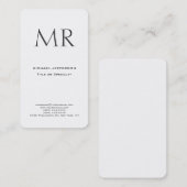 Trendy Modern Monogram Plain Minimalist Visitekaartje (Voorkant / Achterkant)