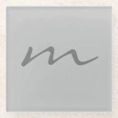 Trendy modern monogram professioneel grijs glazen onderzetter (Voorkant)