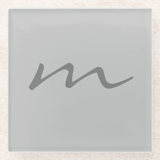 Trendy modern monogram professioneel grijs glazen onderzetter (Voorkant)