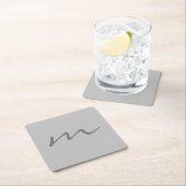 Trendy modern monogram professioneel grijs kartonnen onderzetters (Insitu)