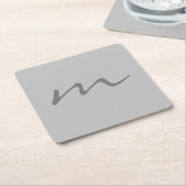 Trendy modern monogram professioneel grijs kartonnen onderzetters (Schuin)
