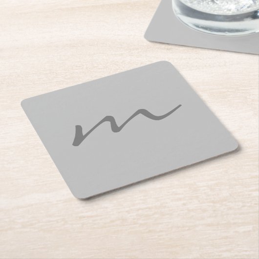 Trendy modern monogram professioneel grijs kartonnen onderzetters (Schuin)
