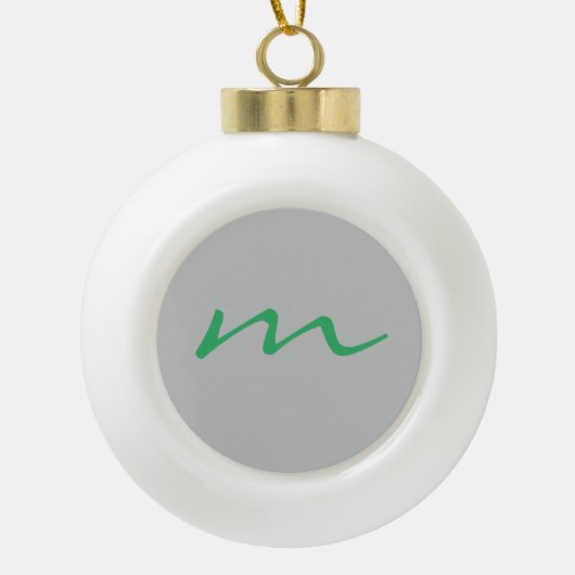 Trendy modern monogram professioneel grijs keramische bal ornament (Voorkant)