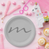 Trendy modern monogram professioneel grijs papieren bordje (Feest)