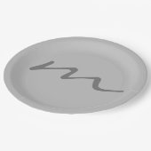 Trendy modern monogram professioneel grijs papieren bordje (Gekanteld)