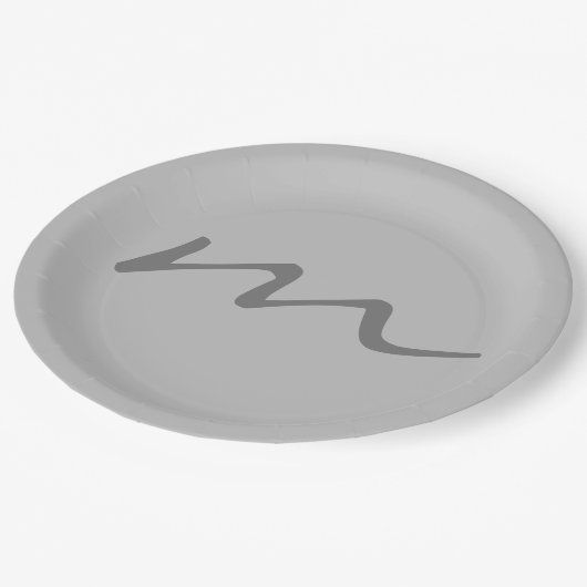 Trendy modern monogram professioneel grijs papieren bordje (Gekanteld)