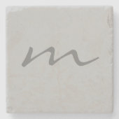 Trendy modern monogram professioneel grijs stenen onderzetter (Voorkant)