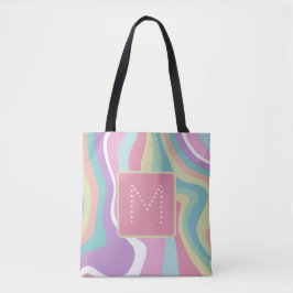 Trendy Modern Monogram Retro Patroon Tote Bag