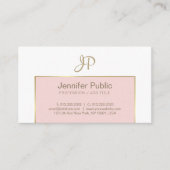 Trendy Modern Monogram roze goudwitte schone vlek Visitekaartje (Voorkant)