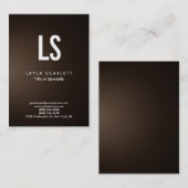 Trendy Modern Monogram Sepia Brown Visitekaartje (Voorkant / Achterkant)