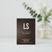 Trendy Modern Monogram Sepia Brown Visitekaartje (Staand voorkant)