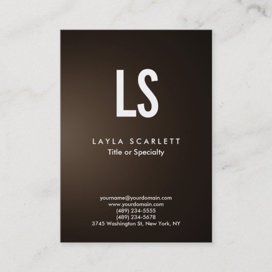 Trendy Modern Monogram Sepia Brown Visitekaartje (Voorkant)